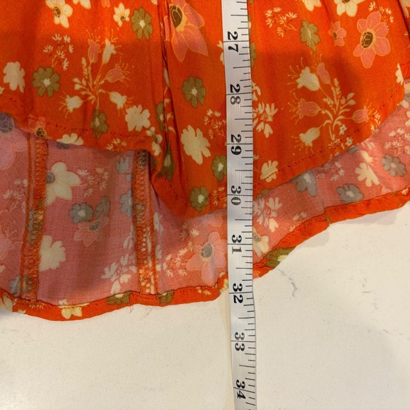Free People It Takes Two Mini Wrap Dress Orange Floral Print sundress XS - Picture 7 of 8